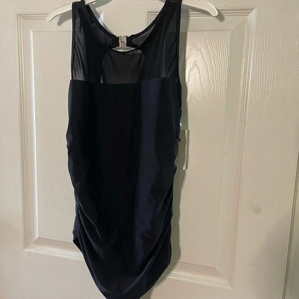 NWT Holipick black mesh High Neck One Piece Swimsuit Tummy control Size Large